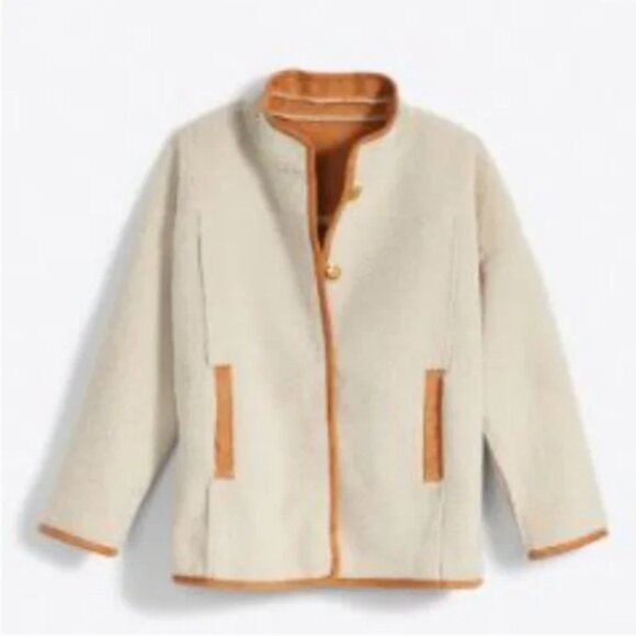 Draper James Faux Suede Reversible Sherpa Jacket Tan Medium - Picture 2 of 16